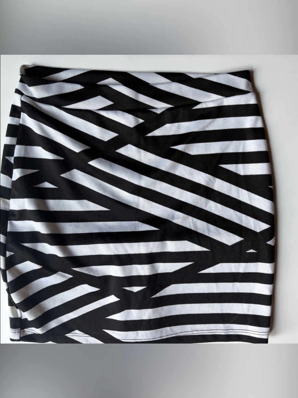 Black & White Geometric Stripe Mini Skirt